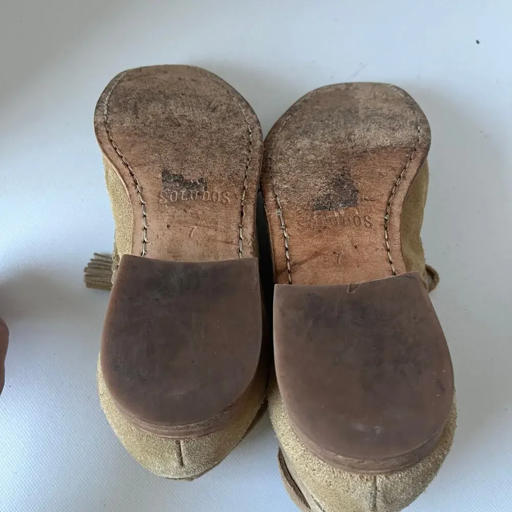 Soludos Suede Moccasin Womens Boots Sz 7 Boho Southwestern Embroidered  Festival